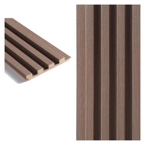 Paneles de pared de listones de madera para decorar el salón y crear un fondo de televisión