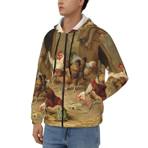 Sweat zippé homme avec capuche confort imprimé rustique