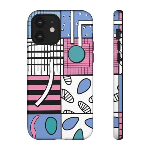 Coque iPhone 12 géométrique rose protection rigide et mate