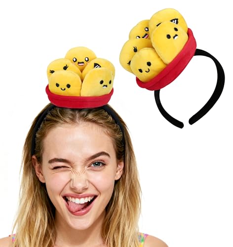 UQJE Novelty Chicken Nuggets Headband Plush Mini Food Headdress Halloween Fun Headband for Adults Food Costume Accessory