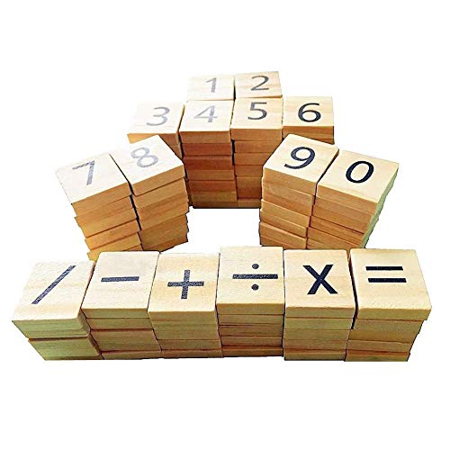 Abbaoww 100 Pcs Wooden Number Symbol Tiles For Crafts, Pendants, Spelling, Scrapbooking, Decoration #TOP1