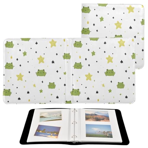 Álbum de fotos autoadhesivo DIy Scrapbook con ranas y estrellas, encuadernación de 3 anillas, 40 páginas 8x10 para memoria miniatura 2