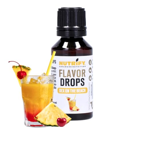 NUTRIFY Flavor Drops Sex on the Beach - Gotas aromáticas sin calorías, más sabor en alimentos y bebidas, sin azúcar, sin grasa, vegano, sin colorantes artificiales