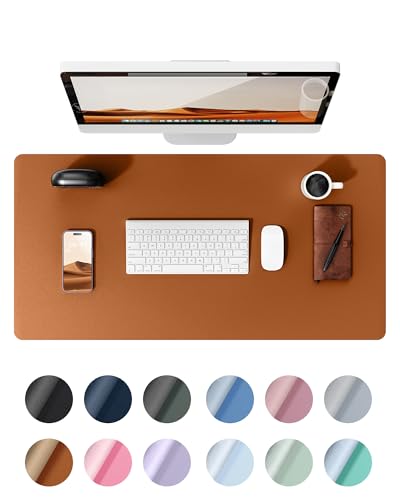 Image of YSAGi Leather Desk Mat, Large Mouse Mat, 60 x 35 cm, Brown | Non-Slip Desk Pad, Keyboard Mat, Waterproof Table Protector Desk Accessories for Office & Home