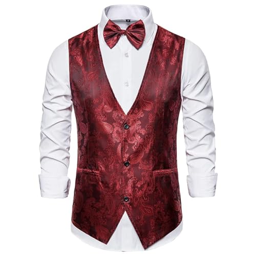 Men’s Classic Single-Breasted V-Neck Suit Vest Set– Lightweight Formal Waistcoat for Wedding or Party4