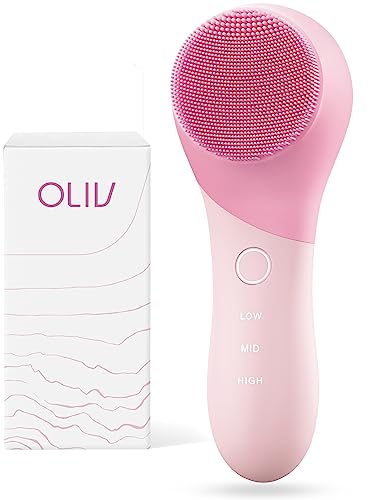 Oliv Facial Cleansing Brush – Sonic Exfoliate Face Cleaner Brush, Facial Cleanser Brush – Face Brush Cleanser Facial Brush – Face Wash Brush Face Washer Electric Face Scrubber Women Waterproof