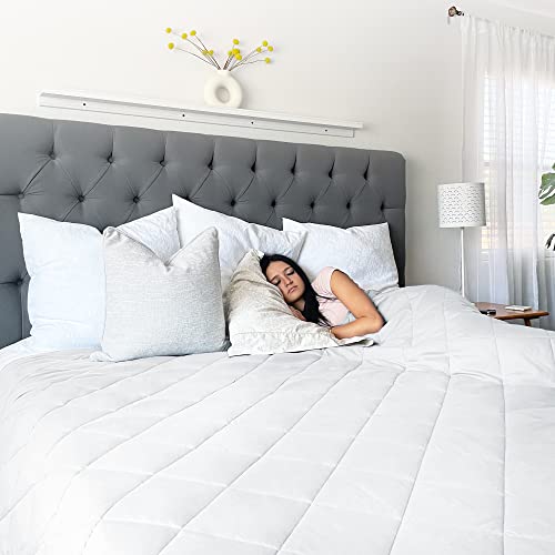 40Lbs Weighted Blanket King Size - 400 Thread Count Ultra Soft Cotton - Provides Heavy Pressure Perfect For Couples & California King Beds 88X96 White #TOP1