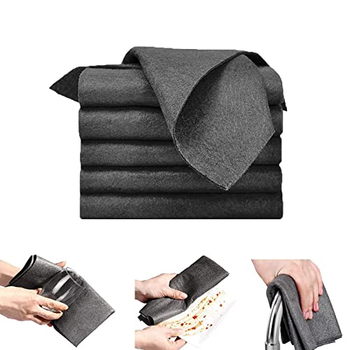 Glorihoby Thickened Magic Cleaning Cloth, Streak Free Reusable Glass Cleaning Magic Cloth, Magic Fiber Microfiber Cleaning Cloth for Windows, Glass, Car (30 * 30cm, Black-5Pcs)