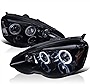 Spec-D Tuning Glossy Black Housing Smoke Lens Halo Projector Headlights Compatible with 2002-2004 Acura RSX Left + Right Pair Headlamps Assembly