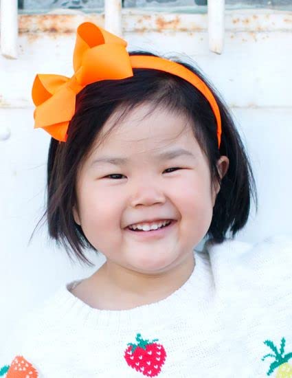 Wee Ones Baby Girls' Medium Classic Grosgrain Hair Bow on Matching 3/4" Wrapped Headband - Light Navy,One Size3