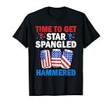 Time To Get Star Spangled Hammered Beer USA Flag 4th Of July T-Shirt