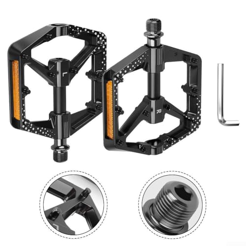 Pedales de plataforma para bicicleta con pasadores antideslizantes de aluminio 3