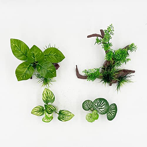 Smoothedo-Pets Aquarium Plants Fish Tank Decorations Composite Plastic Artificial Plant Goldfish Waterscape Fish Hides Plastic Driftwood Silk Leaf Set (Type-A) #TOP4