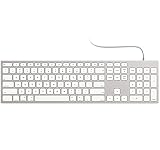 Teclado USB com fio para Apple Mac, teclado de computador de tamanho completo de alumínio com teclado numérico compatível com Magic, iMac, MacBook Pro/Air Laptop e PC branco