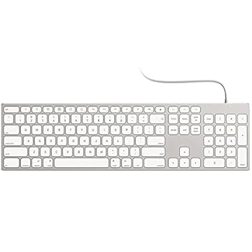 Teclado USB com fio para Apple Mac, teclado de computador de tamanho completo de alumínio com teclado numérico compatível com Magic, iMac, MacBook Pro/Air Laptop e PC branco