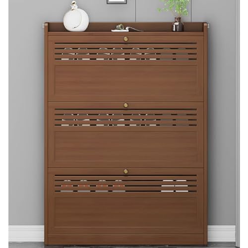 Armoire à chaussures avec 3 tiroirs rabattables en bambou meuble mince