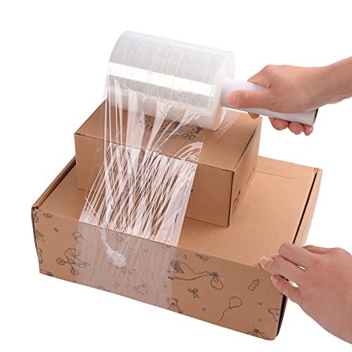Lyprem Industrial Stretch Wrap 5"X1000'Roll With Handle 80 Gauge Extra Thick Durable Self-Adhering Plastic Wrap For Pallet Wrap Moving Supplies Industrial Strength Heavy Duty Shrink Film(2 Pack) #TOP5