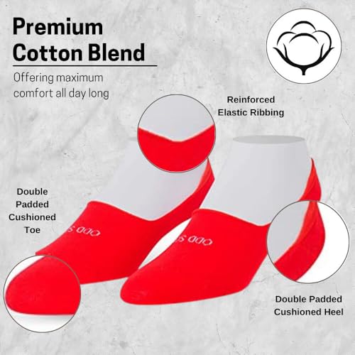 Image of Odd Sox - Basix Large No Show Socks - Soft Cotton Blend Low Profile Athletic Fit - Pastel & Bright Colors