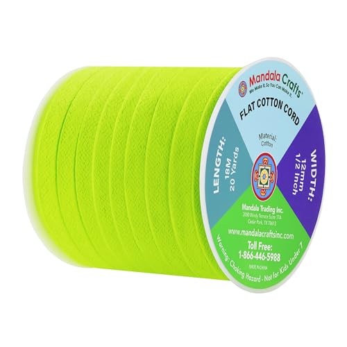 Mandala Crafts 1/2 Inch Lime Green Flat Drawstring Cord for Hoodies