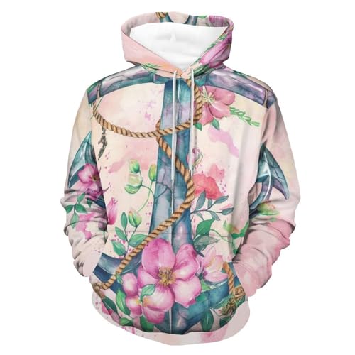 Hoodie manches longues respirant motif fleur rose coupe unisexe taille S