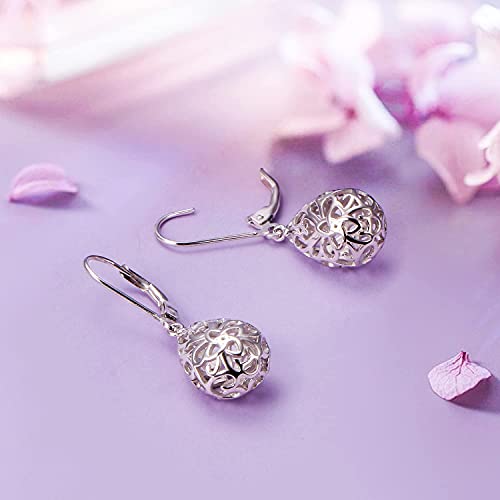 925 Sterling Silver Filigree Dangle Drop Earrings Celtic Knot Leverback Teardrop Earrings For Women Jewelry For Mothers Day #TOP6