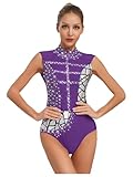 JEATHA Maillot Clásico De Danza Ballet Gimnasia Para Mujer Leotardo De Danza Con Pedrerías Brillantes Leotardo De Pantinaje Artístico Disfraz De Bailarina Púrpura M