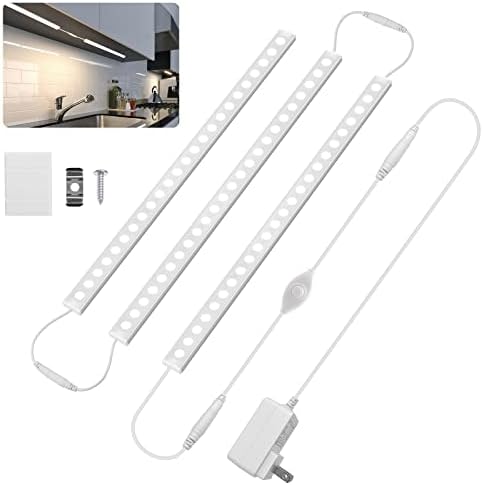 Beneath Cupboard Lighting Plug in – YOTUTUN 3Pcs 12 Inch Dimmable Beneath Counter Gentle, 10W Chilly White 6000K with Reminiscence Perform, Vivid LED Gentle Bar for Kitchen,Shelf,Desk,Workspace (3 Pack)