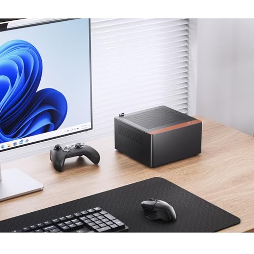 Image of JONSBO N10 Black MINI ITX PC Case, Aluminum Alloy with Walnut Trim SFF Desktop Case, Standing or Lying, Compatible with 1U Flex PSU,Compact & Portable 4.5L Small, with 2Fans,4x2.5 SSD, Black