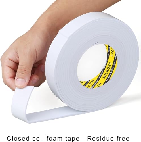 Image of Single-Sided Foam Tape EVA White,2Pack x 2in x 16.4FT | Multipurpose Sponge Sealing Strip Window Door Insulation Table Edge Protector Wall Bumper Guards