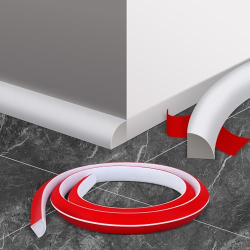 Flexible Quarter Round Molding Trim, 236 Inch Self-Adhesive Bendable Quarter Round Edge Trim for Floor, Peel and Stick Rubber Quarter Round Trim Molding for Floor, Wall Edge Corner, Tub, Countertop