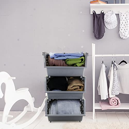 Dynkona 4-Pack Stacking Plastic Storage Baskets, Kitchen Stackable Baskets #TOP4