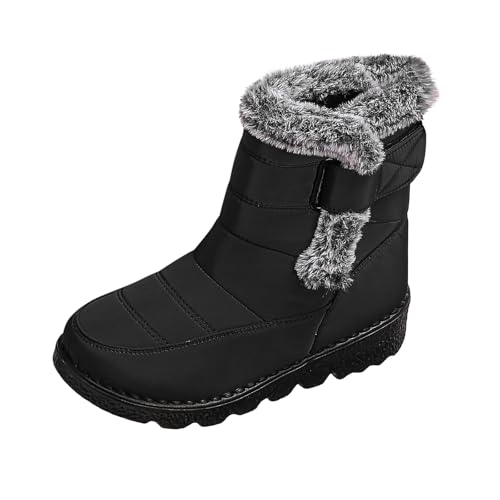 Bottes de neige mi-mollet femme velours chaud soulier hivernal noir 40
