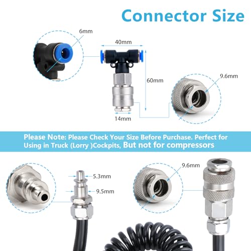 Fippy Lkw Luftpistole mit 5 Meter Schlauch, LKW Ausblaspistole Druckluftpistole mit T Stück Schnellkupplung, für die Cockpitreinigung, Schwarz