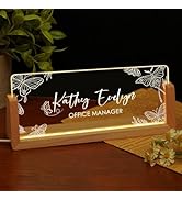 Custom Name Plate for Desk, Personalized Light Up Acrylic Desk Name Plate, Personalized Office Gi...