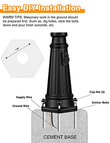 Vocldfa Retro Double Head Outdoor Post Light Dusk To Dawn Post Lamp With Outlet Ip65 Waterproof Street Light Fixture 2 Light Outdoor Lamp Post Lights Pole Mount Light With Clear Seeded Glass 86.6" H #TOP6