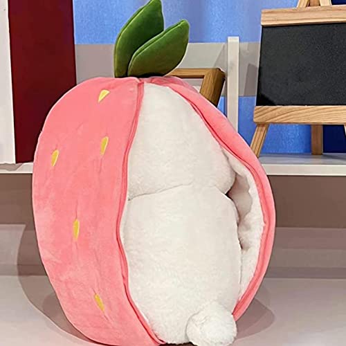 Coelhinho em bolsa de morango e cenoura, bolsa de páscoa de morango, coelhinho de pelúcia - Almofada