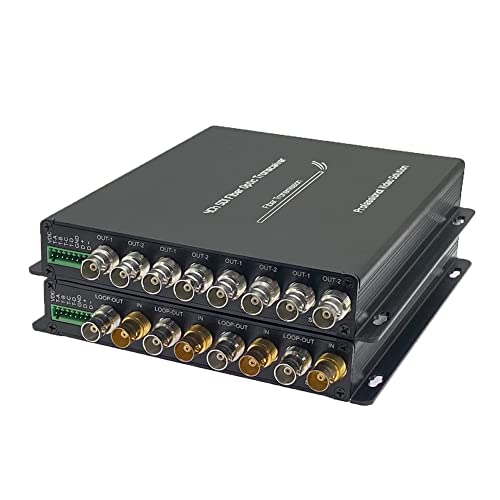 Steloproad 4CH HD-SDI Fiber Converter 1080P Broadcast Level SDI Video Optical Transceiver Loop Output 4ch HD SDI Fiber Extender with RS485 SDI Over SM Simplex FC 20km