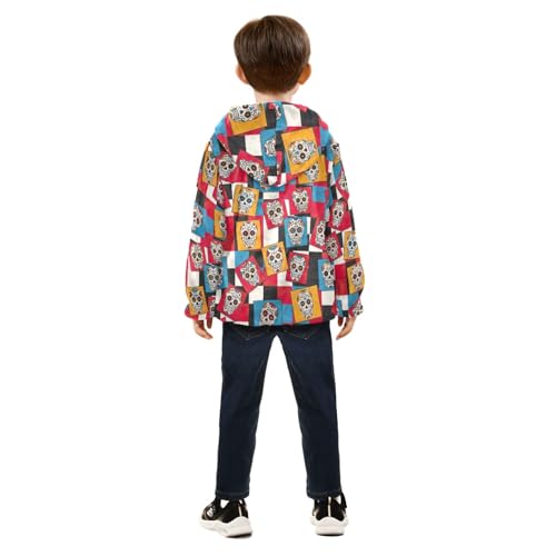 CHIFIGNO Colorful Sugar Skulls Toddler Soft Comfy Fleece Outerwear Jackets with Polar Fleece Lining 3T4