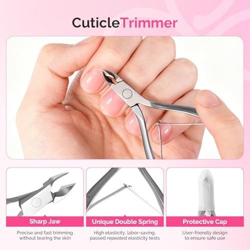 Image of MelodySusie Manicure Tools Kit Nail Care Kit with Files, Buffer Blocks,Cuticle Nipper, Pusher and Rose Cuticle Oil 28ML for DIY Nail Manicure and Nail Care