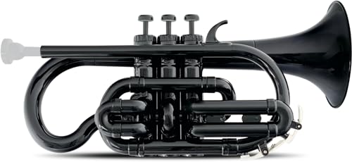 Classic Cantabile MardiBrass Corneta de plástico - Válvulas de aluminio - solo 520 g de peso - incluye boquilla y funda - negra