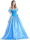 Princesa Cenicienta vestidos adultos, princesa Cenicienta fiesta disfraz de fiesta, clásico Cenicienta Quinceañera Danza disfraz de fiesta con guantes 2 piezas.