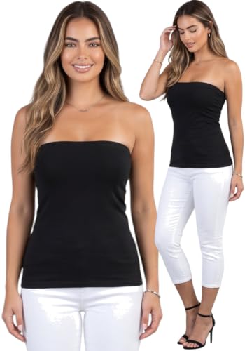 Image of ToBeInStyle Women's Cotton-Spandex Blend Stretchy Tube Top