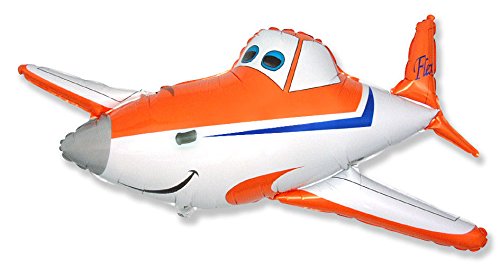 Ballonim® Avião laranja/branco, aprox. 80 cm, balões de papel alumínio, decoração de aniversário