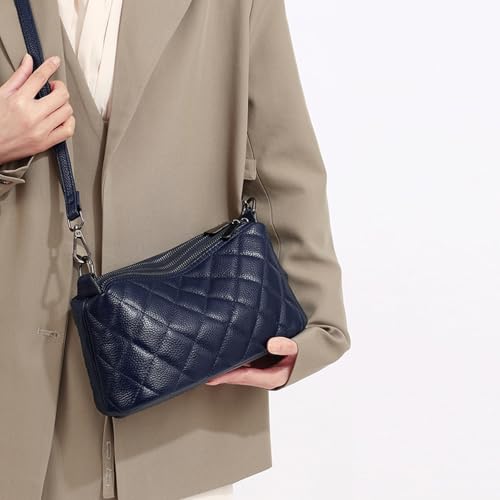 Image of Genuine Leather Crossbody Purses for Women Small Shoulder Handbags Quilted Hobo Bags