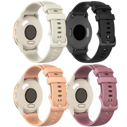 CUNUJIX �V���R�[���r���v�o���h 4�{�p�b�N 20mm Garmin Vivoactive 6/Vivoactive 5/3/Venu Sq �\�t�g�i���[�X�|�[�c�X�g���b�v Garmin Venu Sq/Forerunner 55/165/245/6