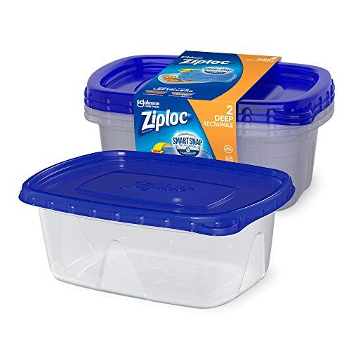 Ziploc Food Storage Meal Prep Containers Reusable For Kitchen Organization, Smart Snap Technology, Dishwasher Safe, Deep Rectangle, 2 Count #TOP1