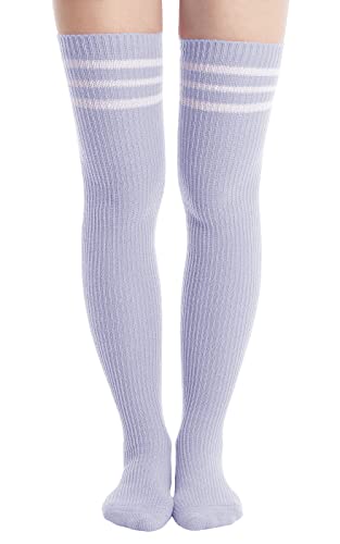 Image of Abodhu Womens Thigh High Socks, Over Knee Socks for Women, Striped Knit Long Tall Stockings, Cosplay Casual Socks