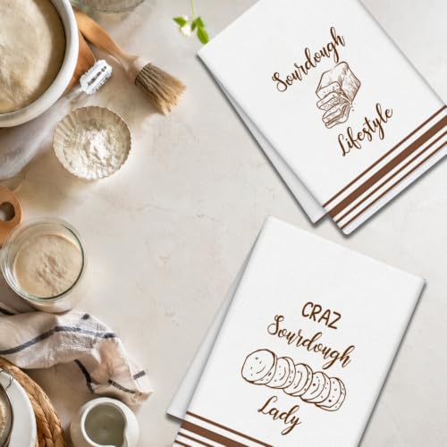 Image of Funny Sourdough Kitchen Towels, 6 PCS Tea Bread Kitchen Hand Towel | 16x24 Inch, Absorbent Sour Dough Hand Dish Towel for Baking Lover Gifts Women Men Chef Tea Cloths Home Decor Gifts