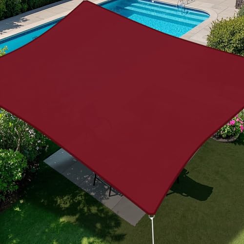 E&K Sunrise 18' x 18' Waterproof Sun Shade Sail Outdoor Rectangle Canopy Shade Cover UV Block for Pergola Patio Backyard Garden Deck (Red)
