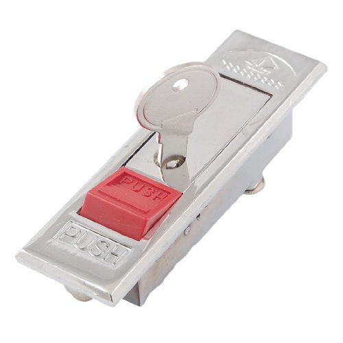 Image of Aexit Red Push Padlocks & Hasps Button Plane Type Silver Tone Metal Locking Keyed Padlocks Cabinet Lock